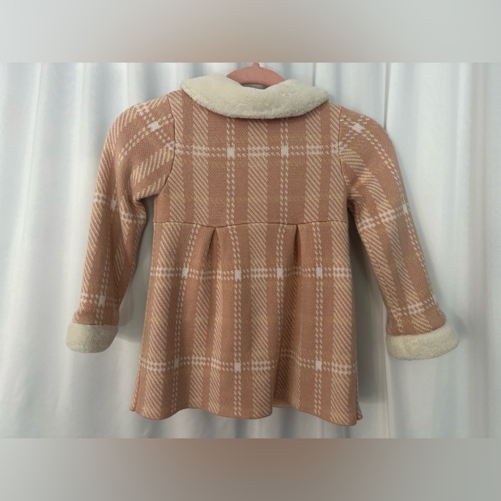 Tahari Girls' Pink Plaid Faux Fur Collar Dress Coat (1096) - Picture 4 of 13